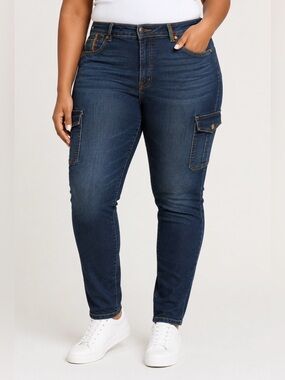 Coogi Y2K Dark Wash Embellished Skinny Jeans Plus Size 16W Rhinestone Pocket